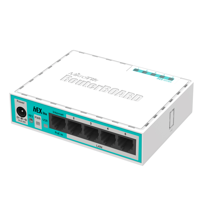 MikroTik hEX Lite 5 Port Ethernet Desktop Router - View 1