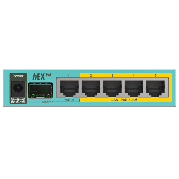 MikroTik hEX PoE 5 Port Gigabit 1SFP PoE Out Desktop Router