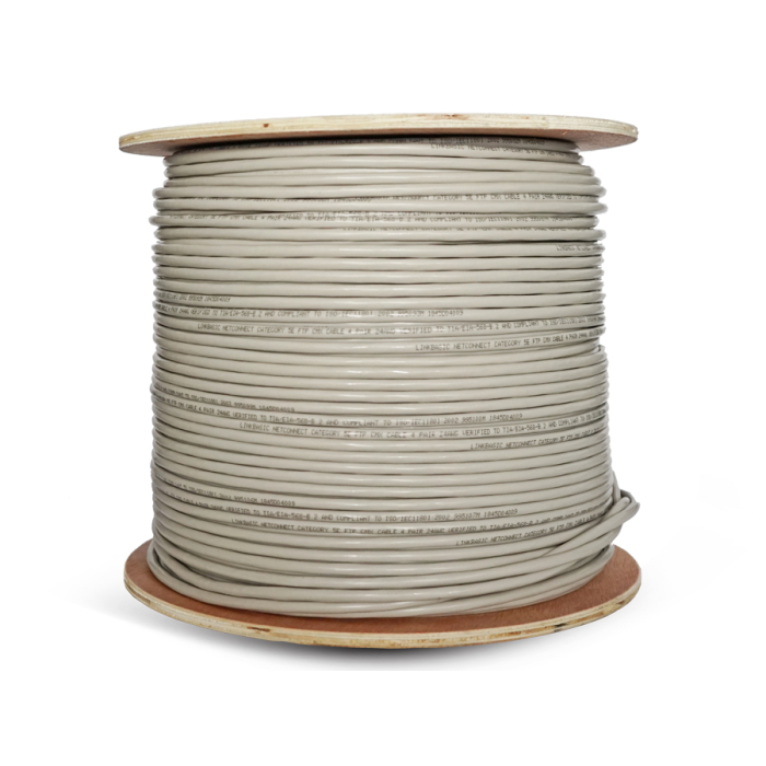 Linkbasic 305m Drum Cat5e Solid Shielded Grey FTP Cable
