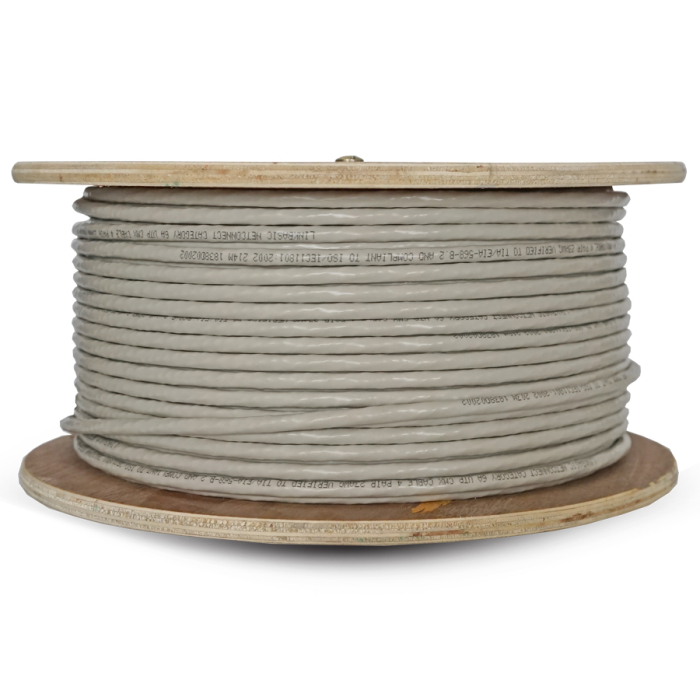 Linkbasic 100m Drum Cat6a Solid Grey UTP Cable