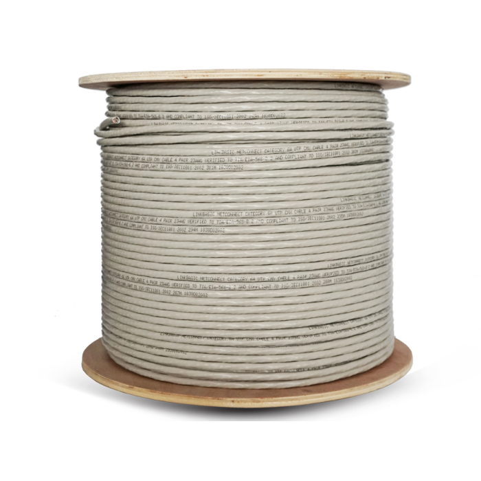 Linkbasic 305m Drum Cat6a Solid Grey UTP Cable